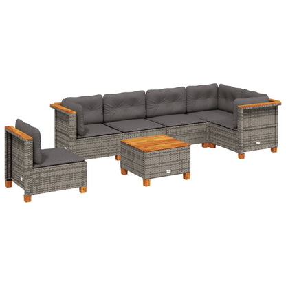 Set Divani da Giardino 7 pz con Cuscini Grigio in Polyrattan - homemem39