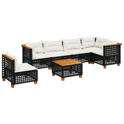 Set Divani da Giardino con Cuscini 7pz Nero Polyrattan - homemem39