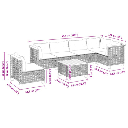 Set Divani da Giardino con Cuscini 7pz Nero Polyrattan | homemem39