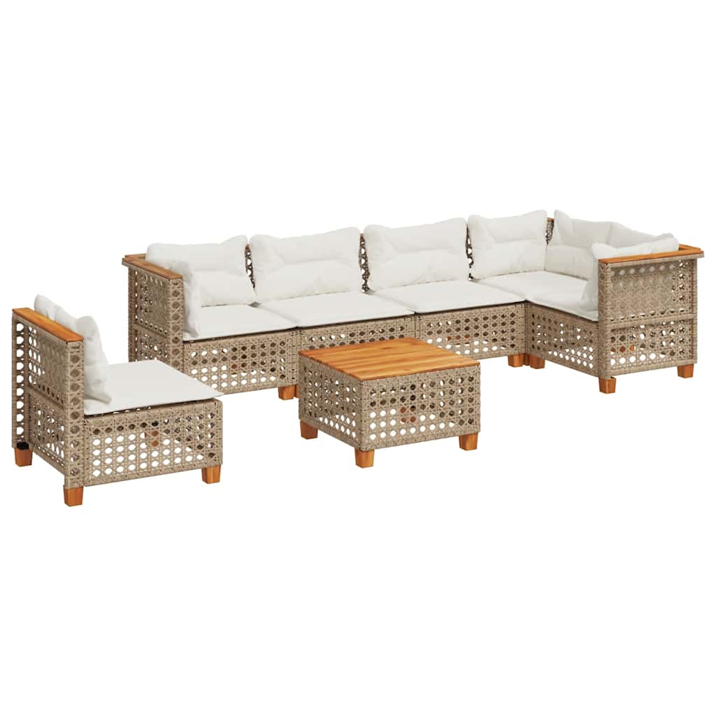 Set Divani da Giardino 7 pz con Cuscini Beige in Polyrattan | homemem39