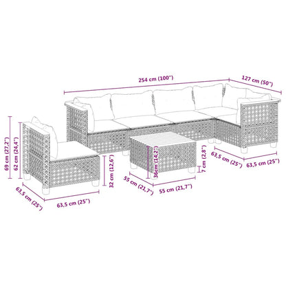 Set Divani da Giardino 7 pz con Cuscini Beige in Polyrattan | homemem39