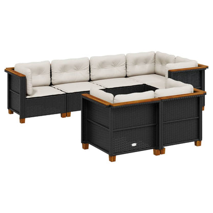 Set Divani da Giardino con Cuscini 7pz Nero Polyrattan | homemem39
