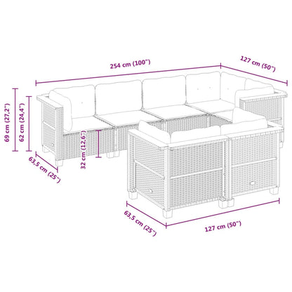 Set Divani da Giardino con Cuscini 7pz Nero Polyrattan | homemem39