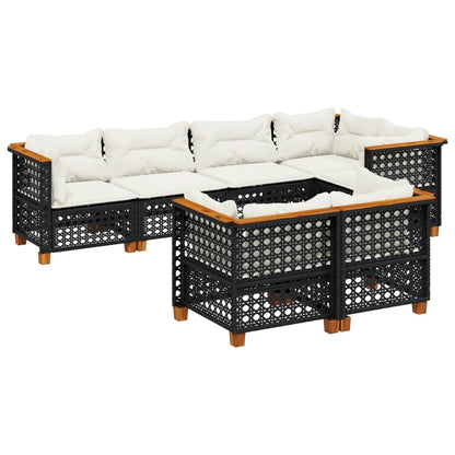 Set Divani da Giardino con Cuscini 7pz Nero Polyrattan - homemem39
