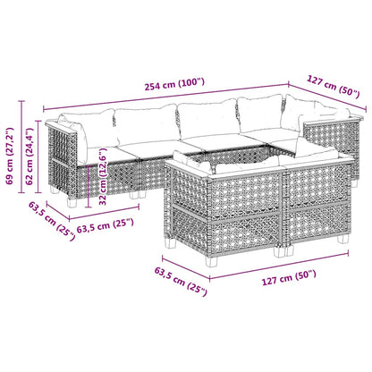 Set Divani da Giardino 7 pz con Cuscini Beige in Polyrattan | homemem39