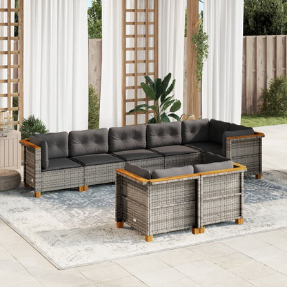 Set Divano da Giardino 8 pz con Cuscini Grigio in Polyrattan - homemem39