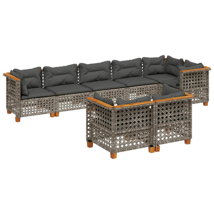 Set Divano da Giardino 8 pz con Cuscini Grigio in Polyrattan | homemem39