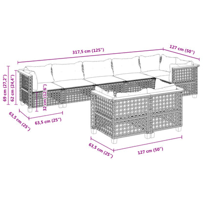 Set Divano da Giardino 8 pz con Cuscini Grigio in Polyrattan | homemem39