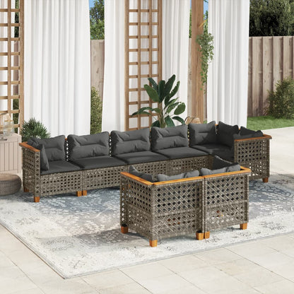 Set Divano da Giardino 8 pz con Cuscini Grigio in Polyrattan - homemem39