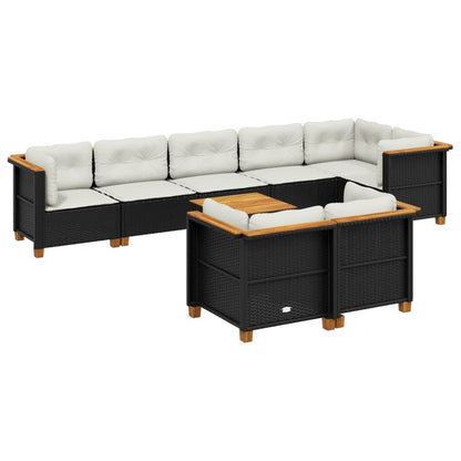 Set Divani da Giardino 9 pz con Cuscini Nero in Polyrattan - homemem39