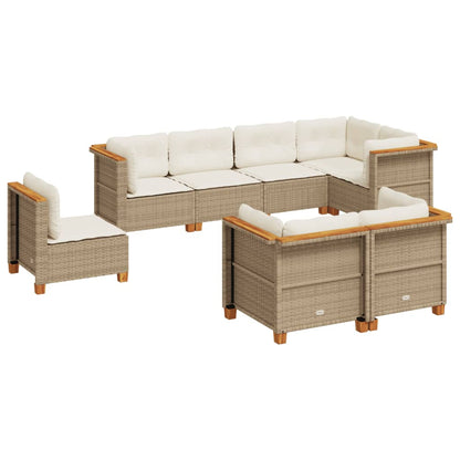 Set Divano da Giardino 8 pz con Cuscini Beige in Polyrattan - homemem39