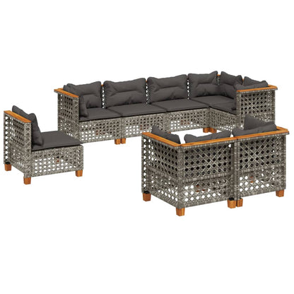 Set Divano da Giardino 8 pz con Cuscini Grigio in Polyrattan | homemem39