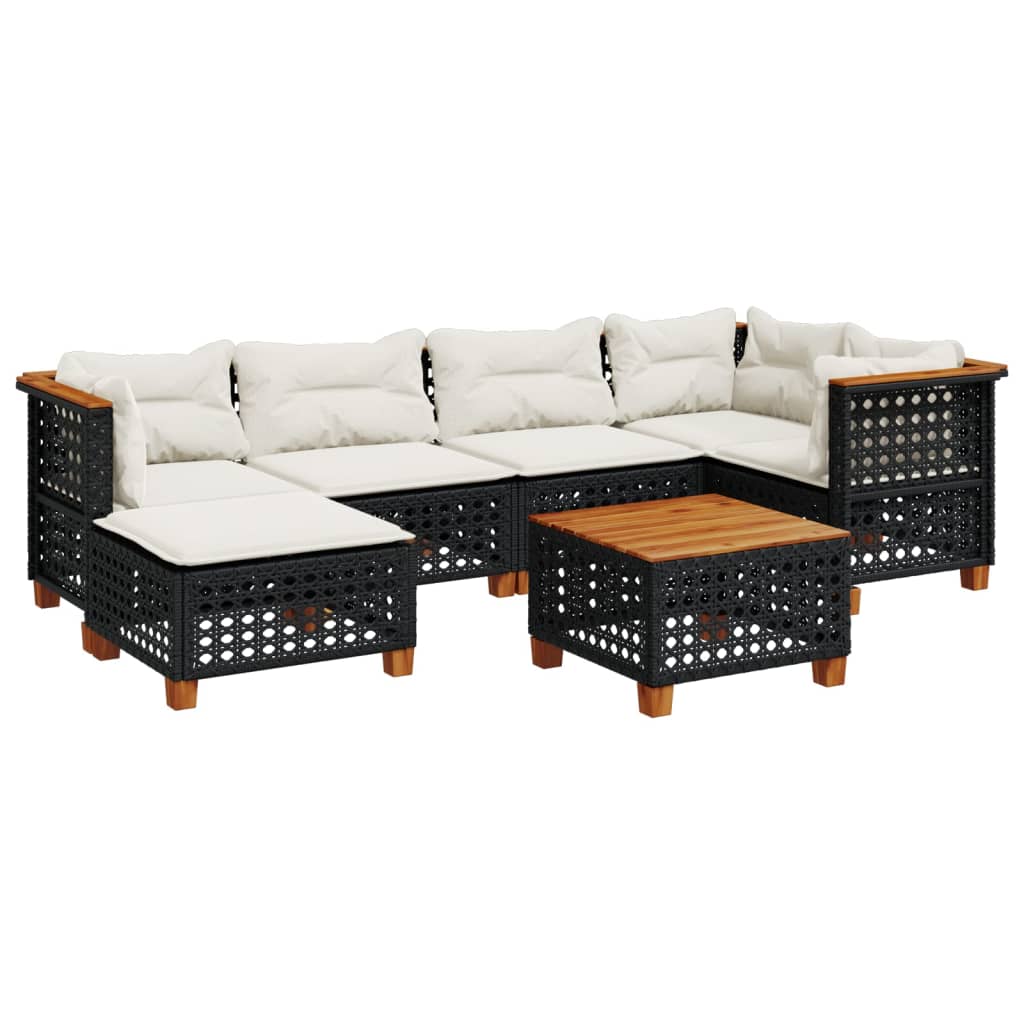 Set Divani da Giardino con Cuscini 7pz Nero Polyrattan - homemem39