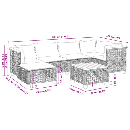 Set Divani da Giardino con Cuscini 7pz Nero Polyrattan - homemem39