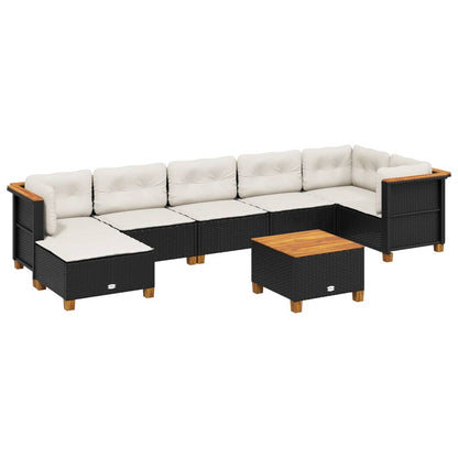 Set Divani da Giardino con Cuscini 8 pz Nero in Polyrattan | homemem39