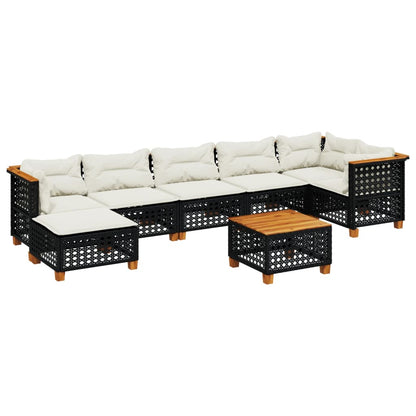 Set Divani da Giardino con Cuscini 8 pz Nero in Polyrattan - homemem39
