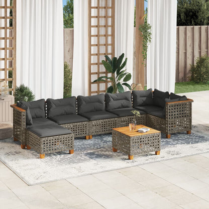 Set Divano da Giardino 8 pz con Cuscini Grigio in Polyrattan - homemem39