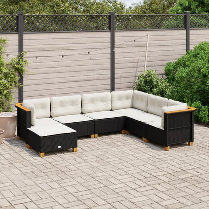 Set Divani da Giardino con Cuscini 7pz Nero Polyrattan - homemem39