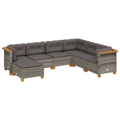 Set Divani da Giardino 7 pz con Cuscini Grigio in Polyrattan - homemem39