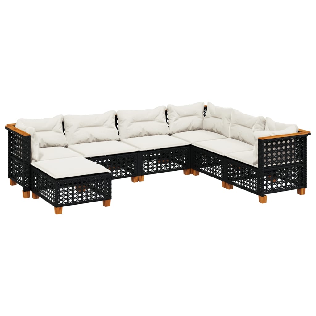 Set Divani da Giardino con Cuscini 7pz Nero Polyrattan | homemem39