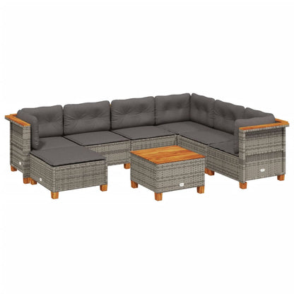 Set Divano da Giardino 8 pz con Cuscini Grigio in Polyrattan - homemem39