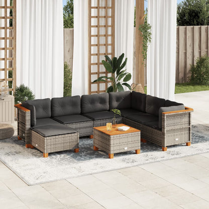 Set Divano da Giardino 8 pz con Cuscini Grigio in Polyrattan - homemem39