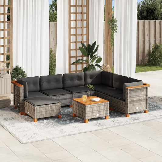 Set Divano da Giardino 8 pz con Cuscini Grigio in Polyrattan - homemem39