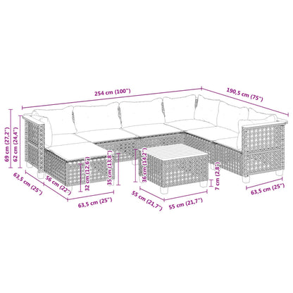 Set Divani da Giardino con Cuscini 8 pz Nero in Polyrattan | homemem39