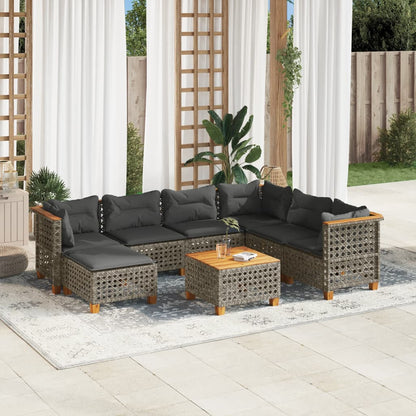 Set Divano da Giardino 8 pz con Cuscini Grigio in Polyrattan | homemem39