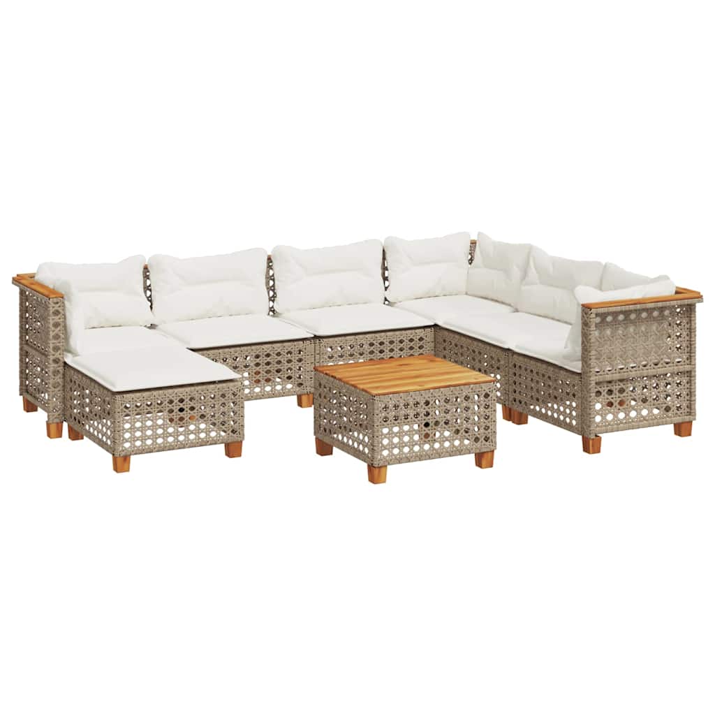 Set Divano da Giardino 8 pz con Cuscini Beige in Polyrattan | homemem39