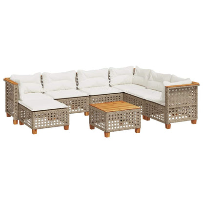 Set Divano da Giardino 8 pz con Cuscini Beige in Polyrattan | homemem39