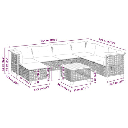 Set Divano da Giardino 8 pz con Cuscini Beige in Polyrattan | homemem39