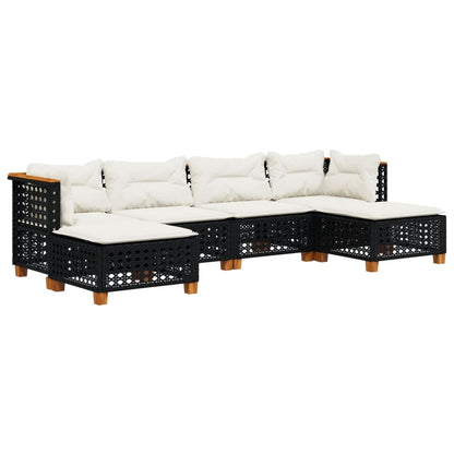 Set Divano da Giardino 6 pz con Cuscini Nero in Polyrattan | homemem39