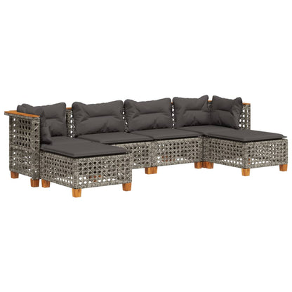 Set Divano da Giardino 6 pz con Cuscini Grigio in Polyrattan | homemem39