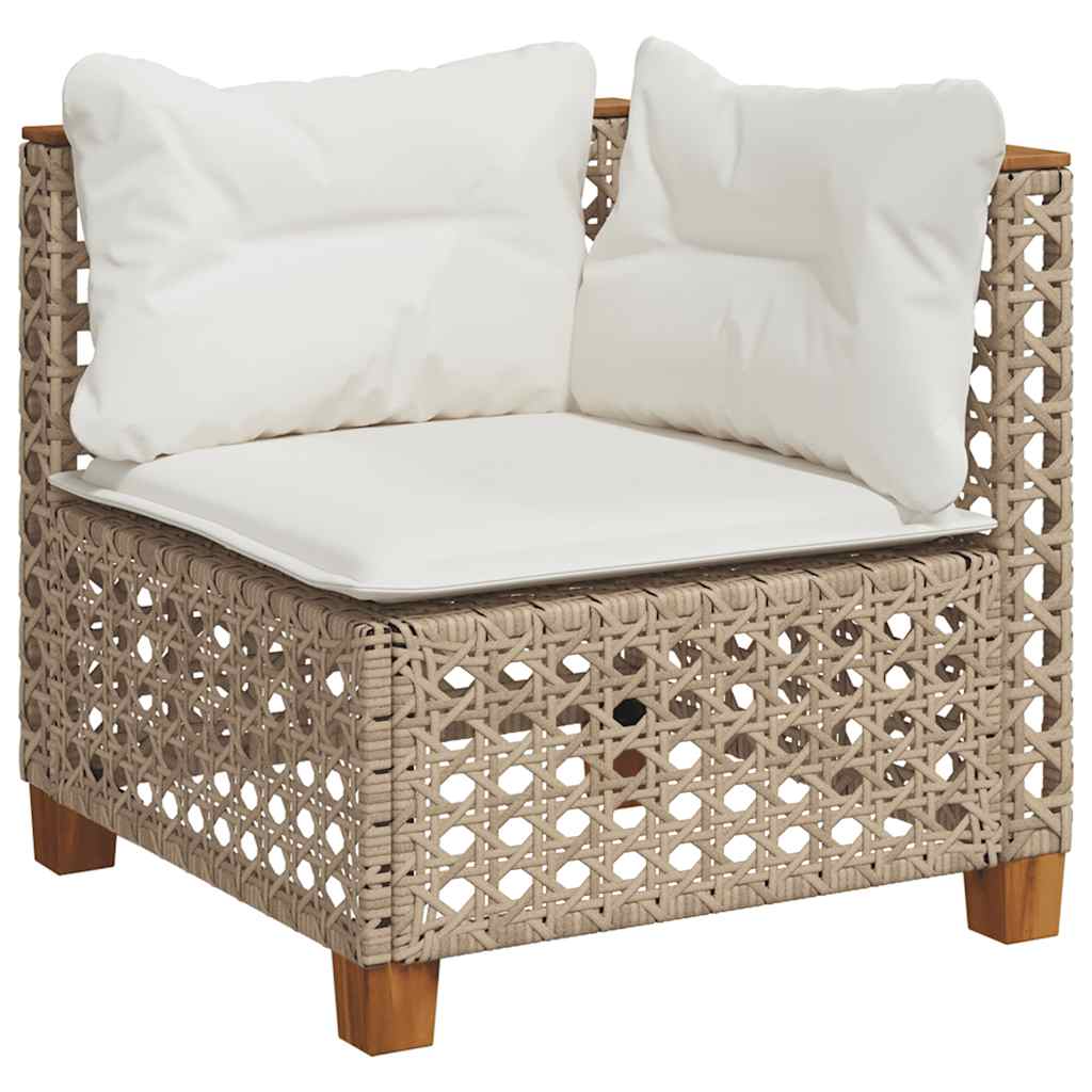 Set Divano da Giardino 6 pz con Cuscini Beige in Polyrattan
