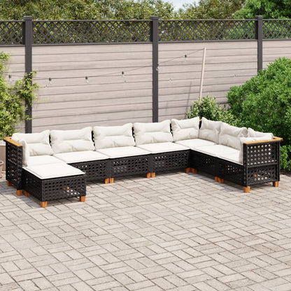 Set Divani da Giardino con Cuscini 8 pz Nero in Polyrattan | homemem39