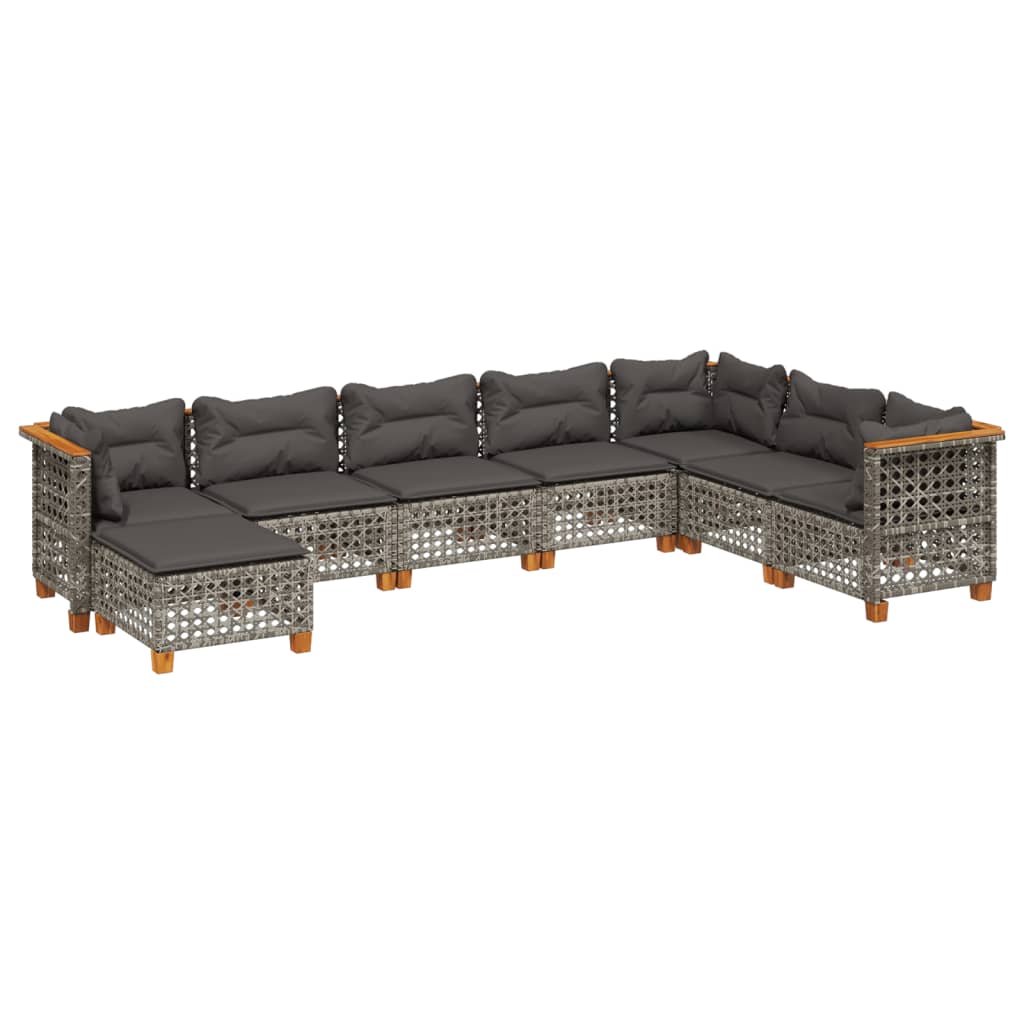 Set Divano da Giardino 8 pz con Cuscini Grigio in Polyrattan - homemem39