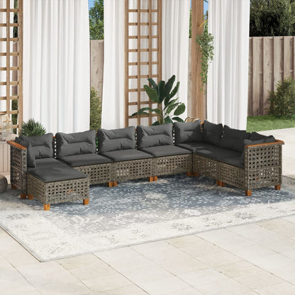 Set Divano da Giardino 8 pz con Cuscini Grigio in Polyrattan - homemem39