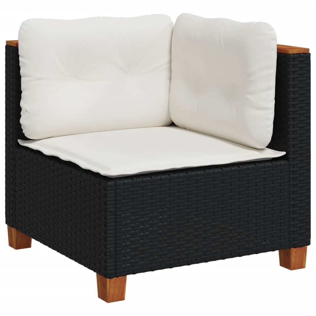 Set Divani da Giardino 9 pz con Cuscini Nero in Polyrattan | homemem39