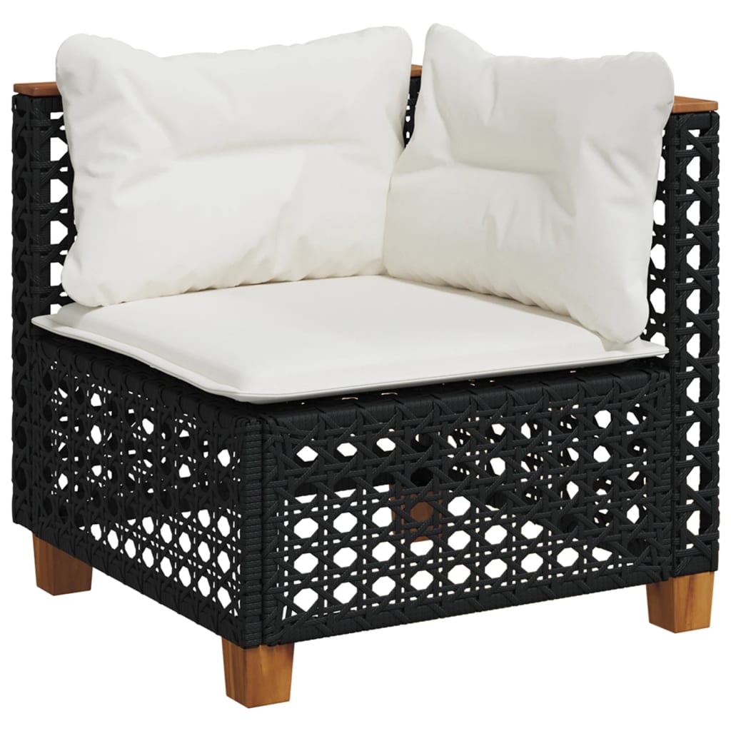 Set Divani da Giardino 9 pz con Cuscini Nero in Polyrattan | homemem39