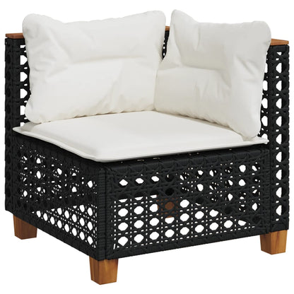 Set Divani da Giardino 9 pz con Cuscini Nero in Polyrattan | homemem39
