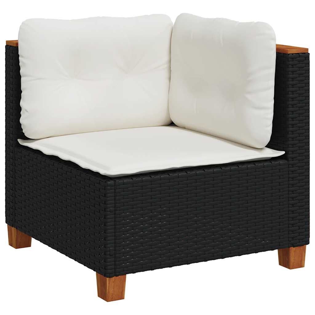 Set Divani da Giardino con Cuscini 7pz Nero Polyrattan | homemem39