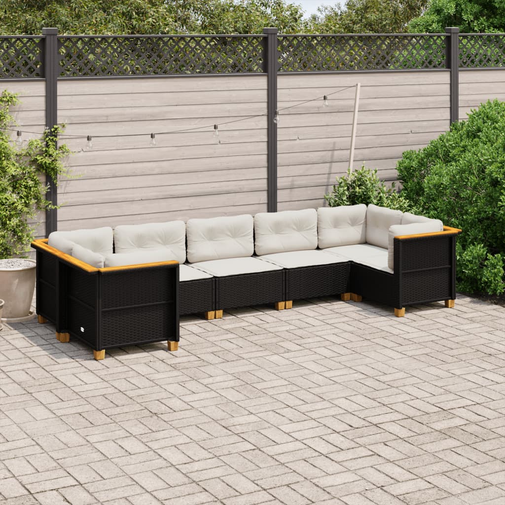Set Divani da Giardino con Cuscini 7pz Nero Polyrattan - homemem39