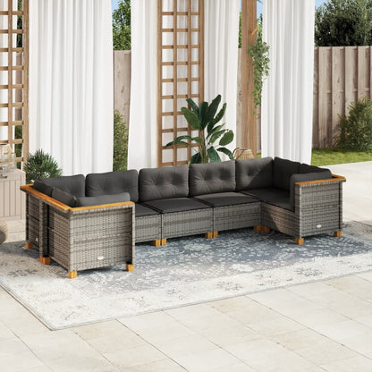 Set Divani da Giardino 7 pz con Cuscini Grigio in Polyrattan - homemem39