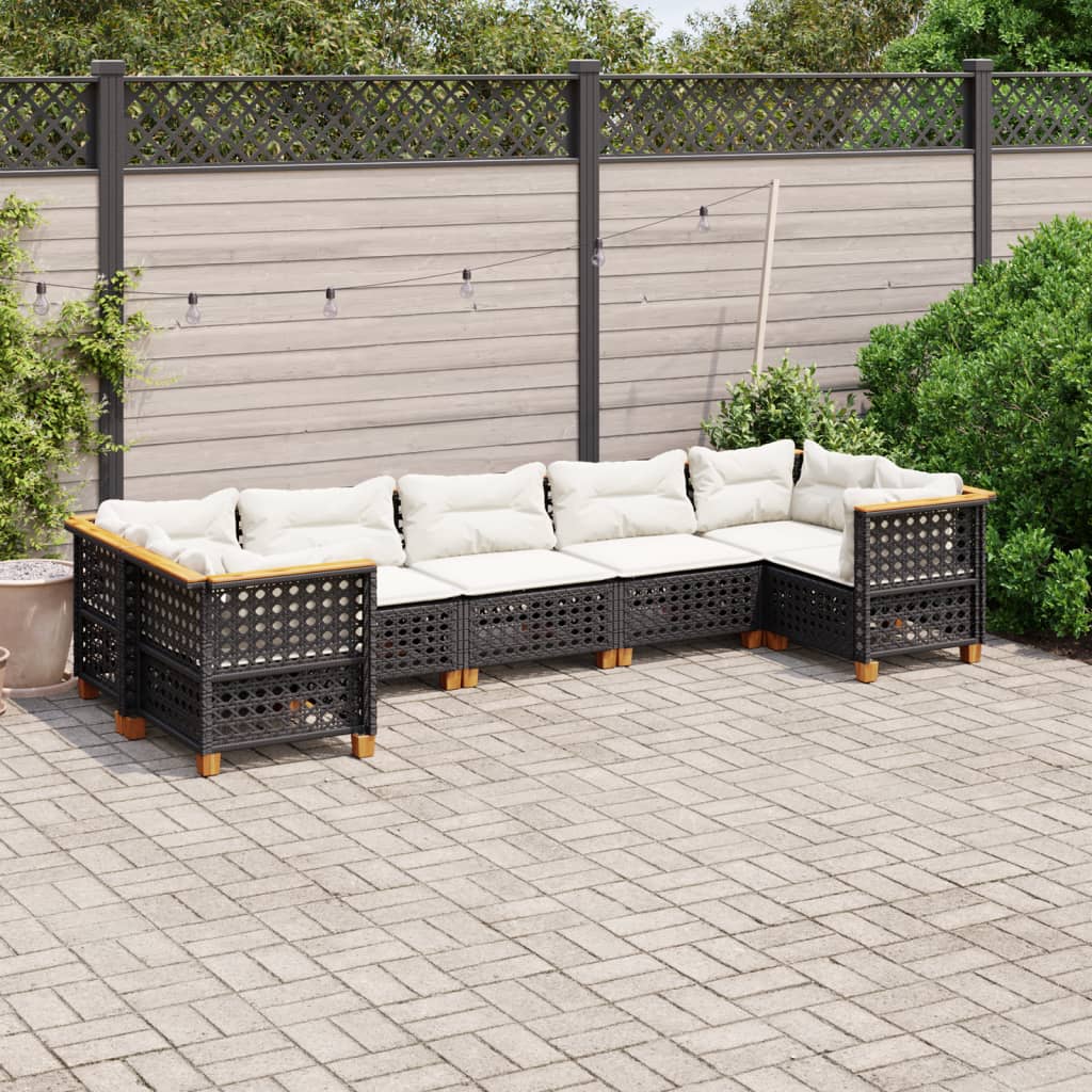 Set Divani da Giardino con Cuscini 7pz Nero Polyrattan - homemem39
