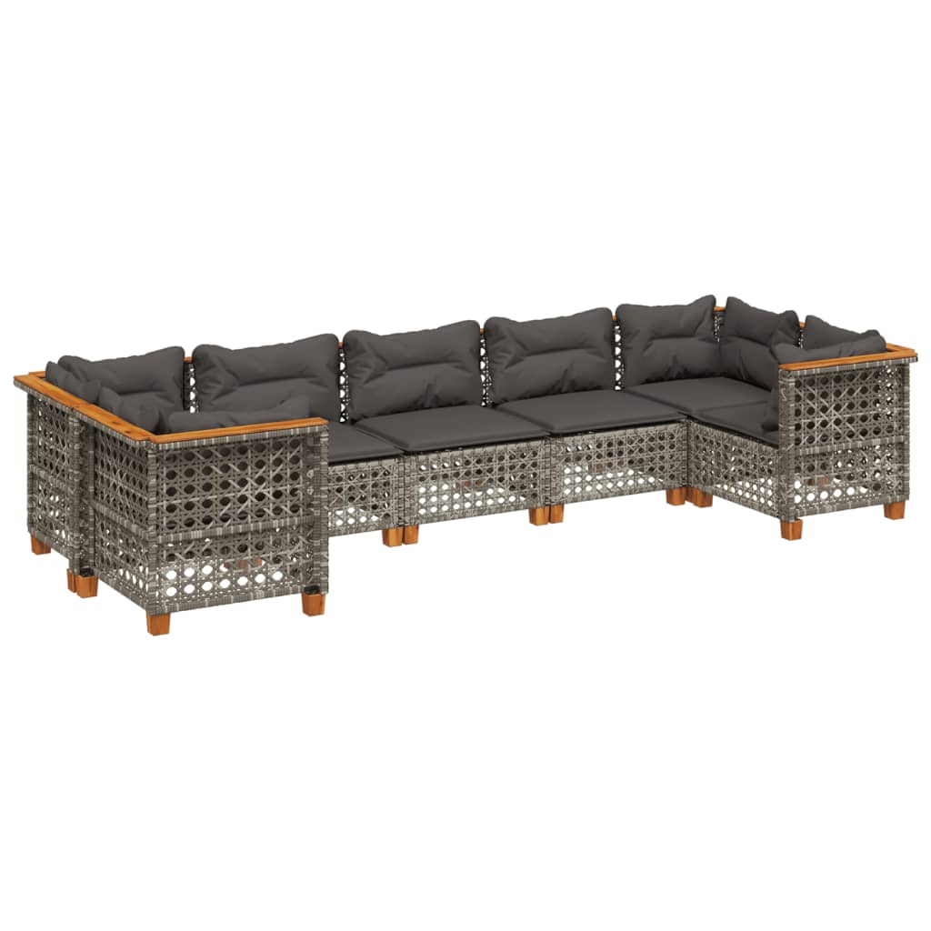 Set Divani da Giardino 7 pz con Cuscini Grigio in Polyrattan - homemem39