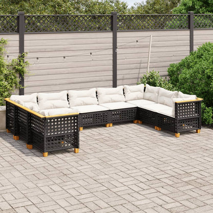 Set Divani da Giardino 9 pz con Cuscini Nero in Polyrattan | homemem39