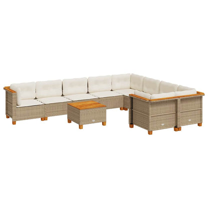 Set Divano da Giardino 10 pz con Cuscini Beige in Polyrattan - homemem39