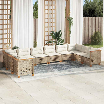 Set Divano da Giardino 10 pz con Cuscini Beige in Polyrattan | homemem39
