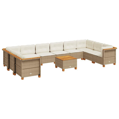 Set Divani da Giardino 11 pz con Cuscini Beige in Polyrattan | homemem39